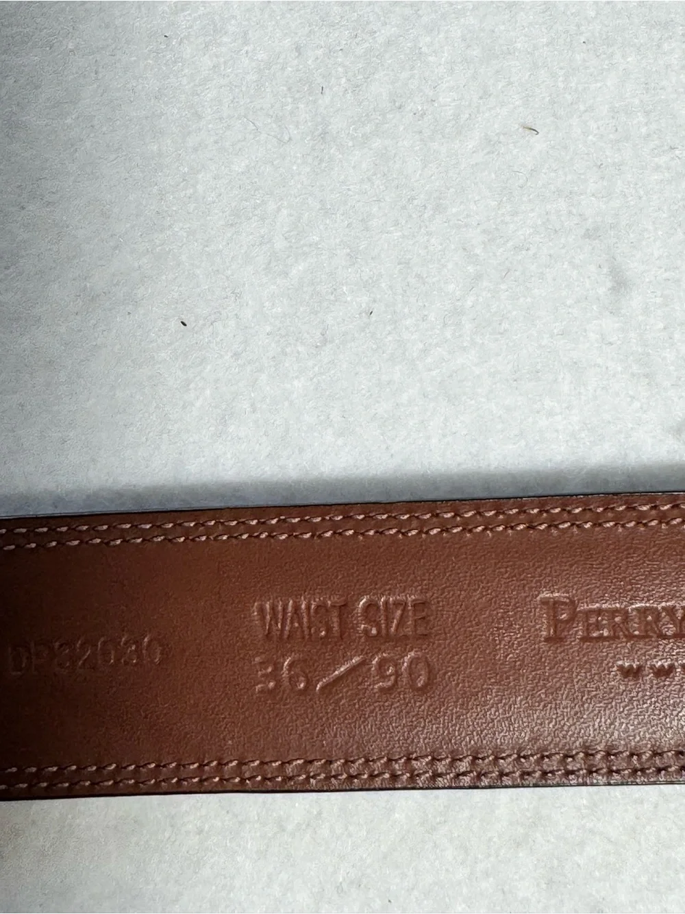 PERRY ELLIS PORTFOLIO Full Grain Leather Belt Brushed Silver Buckle Black‎ 36”
